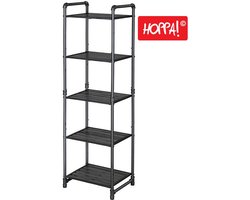 Hoppa! Magazijnstelling - Opbergrek, stellingkast, werkplaatskast, 40x30x130 (BxDxH), belastbaar tot 875 kg (175 kg per plank), 5 verstelbare legplanken, legplank zonder bouten, zwaar rek, kelderrek voor zwaar gebruik - Vintage Zwart