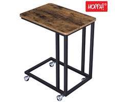Hoppa! - Mobiele bijzettafel - Bruin - Metaal/Hout - Vintage - 50 x 35 x 60 cm (B x D x H)