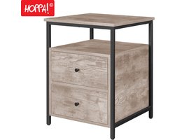 Hoppa! Nachtkastje | Greige | 2 Laden en Open Compartiment | 46 x 46 x 61 cm (B x D x H)