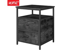 Hoppa! Nachtkastje | Zwart | 2 Laden en Open Compartiment | 46 x 46 x 61 cm (B x D x H)