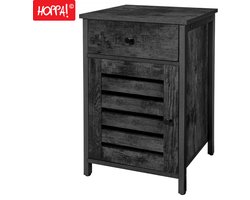 Hoppa! Nachtkastje - Zwart met lade en deurtje - 41 x 41 x 61 cm (B x D x H)