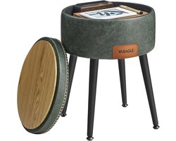 Hoppa! Opbergpoef - Bosgroen - Staal - 25D Schuim Met Hoge Veerkracht - Pu (Polyurethaan) Leer - Multiplex - 38,2 Ø x 44,4 cm H