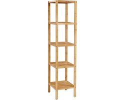 Hoppa! | Opbergrek | 5 Planken | Bamboe | Natuurlijke Kleur | 34 x 34 x 147 cm (B x L x H)