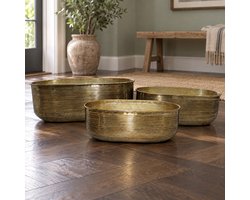 Hoppa! - Plantenpottenset - Ovale met ribbels, 3-delig - Goud - 34 x 76 x 30 cm (B x D x H)