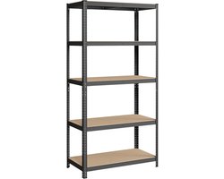Hoppa! Rekken - Grijs - Gepoedercoat Staal, MDF - 50 x 100 x 200 cm (B x D x H)