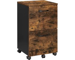 Hoppa! - Rolcontainer met 2 laden - Industriële stijl - Vintage Bruin-Zwart