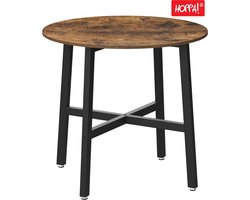 Hoppa! Ronde Eettafel / Keukentafel - Bruin / Zwart - Hout / Staal - 80 x 75 cm