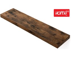 Hoppa! Rustieke Zwevende Wandplank | Wandrek van Hout met Bevestigingsmateriaal | Bruin | 80 x 20 x 3.8 cm (B x D x H)