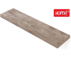 Hoppa! Rustieke Zwevende Wandplank | Wandrek van Hout met Bevestigingsmateriaal | Greige | 80 x 20 x 3.8 cm (B x D x H)