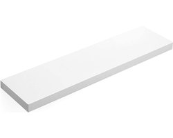 Hoppa! Rustieke Zwevende Wandplank | Wandrek van Hout met Bevestigingsmateriaal | Wit | 80 x 20 x 3.8 cm (B x D x H)