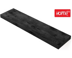 Hoppa! Rustieke Zwevende Wandplank | Wandrek van Hout met Bevestigingsmateriaal | Zwart | 80 x 20 x 3.8 cm (B x D x H)