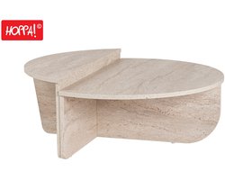 Hoppa! Salontafel - Travertijn - 80 x 80 x 32/37 cm (B x D x H)