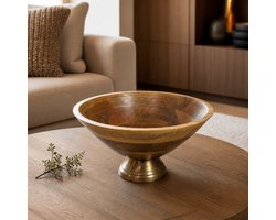 Hoppa! - Schaal op Voet - Houten - Naturel/Messing - 35 x 35 x 23 (B x D x H)