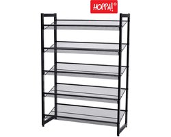 Hoppa! Schoenenrek - 5 Laags - Zwart - Ijzer - 75 x 31 x 105 cm (B x D x H)