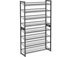 Hoppa! Schoenenrek | 8 Niveaus | Zwart | Metaal | 92,5 x 30,7 x 163,5 cm (B x D x H)