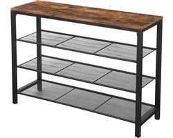 Hoppa! Schoenenrek - Metaal - 90 x 31 x 73 cm (BxDxH) - Vintage Bruin