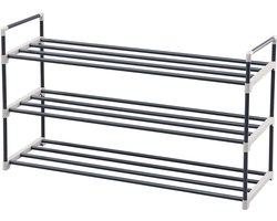 Hoppa! Schoenenrek | schoenenkast | schoenenbank | schoenbank | 3 lagen | 15 paar schoenen | 92x30x54 cm (BxDxH) | zwart