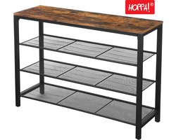 Hoppa! | Schoenenrek | Vintage Bruin/Zwart | Metaal | 90 x 30 x 72 cm (B x D x H)