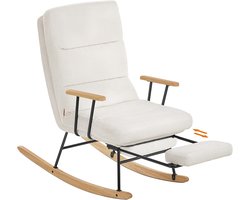 Hoppa! Schommelstoel - Crèmewit - Schuim, Pluche, Rubberhout, Staal - 97 x 67 x 100 cm (B x D x H)