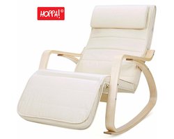 Hoppa! | Schommelstoel met Verstelbare Voetensteun | Creme | Katoen | 56 x 116 x 92 cm (L x D x H)