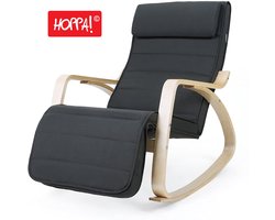 Hoppa! | Schommelstoel met Verstelbare Voetensteun | Grijs | Textiel | 56 x 116 x 92 cm (L x D x H)