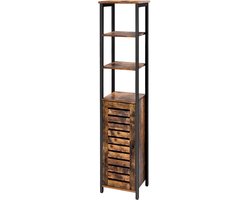 Hoppa! - Smalle Opbergkast - Bruin/Zwart - Spaanplaat - 38 x 31 x 168 cm (B x D x H)