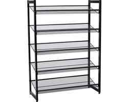 Hoppa! Stapelbaar 5 Laags Schoenenrek voor 20 Paar | Stapelbare Schoenen Schappen | 74 x 105 x 31 cm (BxHxD) | zwart