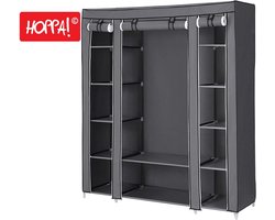 Hoppa! | Stoffen Garderobekast | Grijs | 150 x 46 x 176 cm (B x D x H)