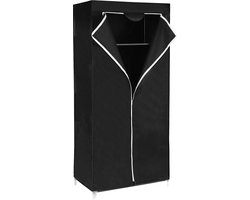 Hoppa! Stoffen Garderobekast, Opvouwbare kast met ophangbeugel, Enkelvoudig kledingrek, 75x160x45 cm (BxHxD), Grijs