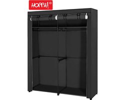 Hoppa! - Stoffen kledingkast - 2 kledingrails - grijs - 140x174x43 cm (BxDxH)