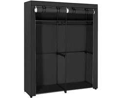 Hoppa! - Stoffen Kledingkast - Zwart - Vliesstof/Metaal - 140x43x174 cm (BxDxH)