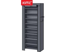 Hoppa! Stoffen schoenenkast | grijs | niet-geweven stof | 58 x 28 x 160 cm