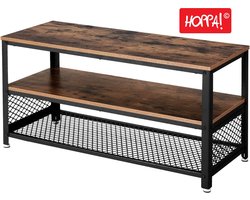 Hoppa! TV meubel | Donkerbruin | Spaanplaat/Staal | 101 x 41 x 53 cm (B x D x H)