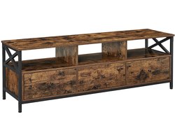 Hoppa! TV-meubel voor tv’s tot 65 inch – industrieel ontwerp, vintage bruin-zwart