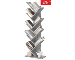 Hoppa! Vintage Boekenkast - Boekenplanken - Opbergruimte Voor Boeken - Grijs - Hout - 50x25x141 cm (BxDxH)