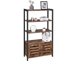 Hoppa! - Vintage boekenkast met deurtjes - bruin - metaal/spaanplaat - 70 x 30 x 121,5 cm