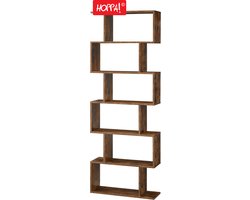 Hoppa! | Vintage boekenkast | Rechthoekige vakken | Kast voor boeken | Bruin | 71 x 25 x 191 cm (B x D x H)