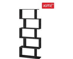 Hoppa! | Vintage boekenkast | Rechthoekige vakken | Kast voor boeken | Zwart | 70 x 24 x 159 cm (B x D x H)