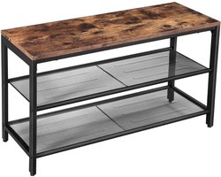 Hoppa! Vintage Metalen Schoenenrek | 2 Lagen | Bruin | Metaal | 80 x 30 x 44,5 cm (L x B x H)