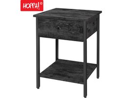 Hoppa! - Vintage nachtkastje/bijzettafel – Zwart metaal - 41 x 41 x 56 cm (B x D x H)