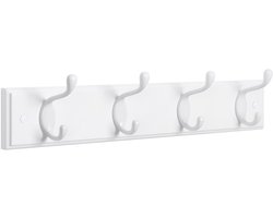Hoppa! Wandkapstok – 4 metalen haken, haakstang, wit