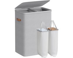 Hoppa! Wasmand - Duifgrijs - 150 G/M² Polyesterweefsel, Pp-Kunststof, Glasvezel - 56 x 40 x 75 cm (B x D x H)