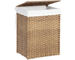 Hoppa! | Wasmand | Handgeweven Synthetisch Rotan | 90 L | Natuurlijke Kleur | 46 x 33 x 60 cm (L x D x H)