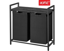 Hoppa! Wasmand met 2 vakken - Vintage zwart - Uitschuifbaar en uitneembaar - 73 x 33 x 72 cm (L x B x H)
