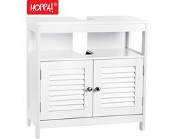 Hoppa! - Wastafelmeubel - badkamermeubel - badkamerkast - opbergkast - onderkast - met 2 Deuren - Wit - MDF