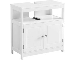 Hoppa! Wastafelonderkast - badkamermeubel - badkamerkast - opbergkast - onderkast - 60 x 30 x 60 cm (BxDxH) - Wit - MDF