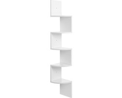 Hoppa! Zigzag Hoekkast - Wandplank - Wandkast - Wit - Kunststof - 20 x 20 x 127,5 cm (B x D x H)