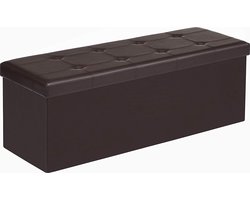 Hoppa! Zitbank - zitkist - zitpoef - voetenbank - hocker met opbergruimte en deksel - 120 L inhoud, belastbaar tot 300 kg, slaapkamer, hal, bruin