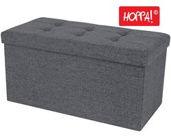 Hoppa! Zitbank - zitkist - zitpoef - voetenbank - hocker met opbergruimte en deksel - Grijs - 77 x 39 x 39 cm (B x D x H) - Max. Belastbaarheid 300 kg
