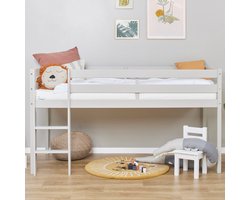 Hoppekids ECO Comfort halfhoogslaper 90x200 cm met lattenbodem, Duif Grijs